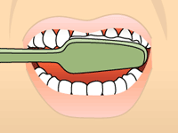 Brushing diagram: clean the outer tooth surfaces